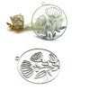 Pendentifs Fleurs dans cercle 30 mm – Acier Inoxydable 304 Argenté