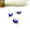 Pendentifs Émaillés Biface Rond Bleu Oeil Porte Bonheur 6mm Acier Inoxydable Argenté