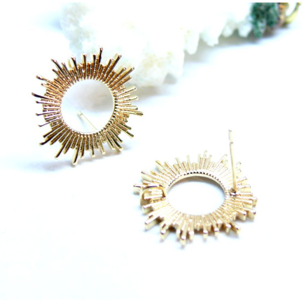 Boucles d’oreilles puce Soleil 18,5 mm avec anneau d’attache – Laiton Doré à l’or fin 18K