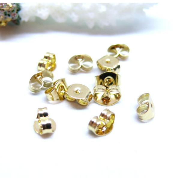 Embouts Poussoirs Boucle d'Oreille 6x4x3mm – Acier Inoxydable 304 Doré à l'Or fin 18K