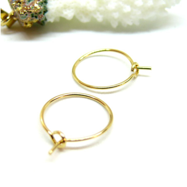 Boucles d'oreille Créoles Tiges 15mm – Acier Inoxydable 316L Doré 18K