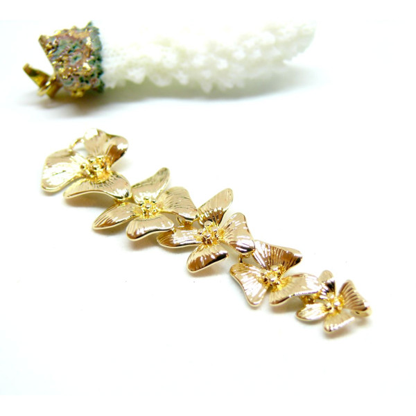 Connecteur Grappe de Fleurs 57 mm – Laiton Doré à l’or fin 18K