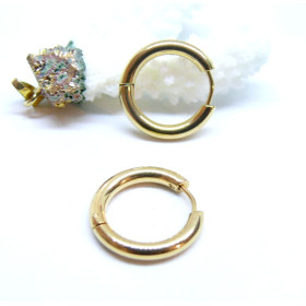 Créoles Rondes 16 par 3mm – Acier Inoxydable 304 Doré à l'or fin 18K IONIQUE