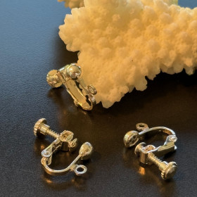 Boucles d'oreille Clip à vis avec attache – Cuivre couleur Argent Platine