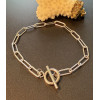 Bracelets  19.5cm maille rectangle 12mm et T Toggle  – Acier Inoxydable 304 Argenté