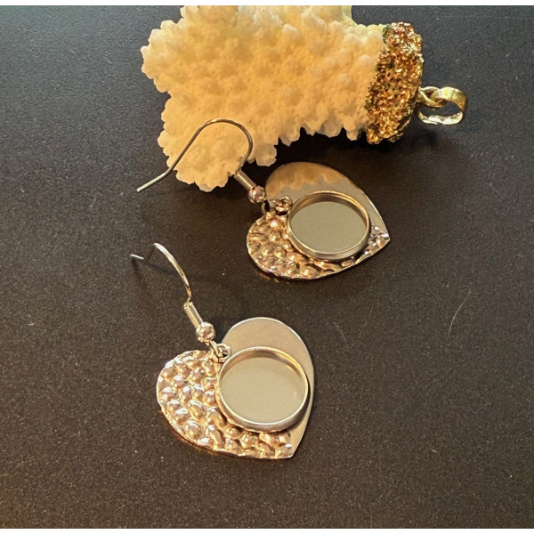 Supports de Boucles d’Oreilles Coeur Martelé 12 mm – Acier Inoxydable 304 Argenté