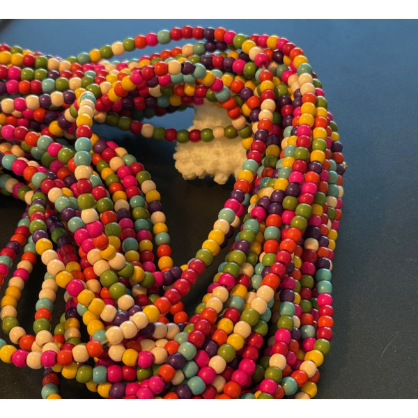 HG106 – 1 fil de 110 Perles Rondes Turquoise Howlite Multicolores 4mm