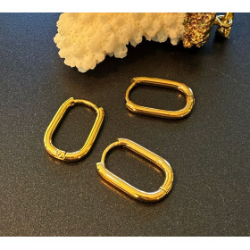 Créoles Ovales 17 x 2 mm – Acier Inoxydable 304 Doré à l’or fin 18K – IONIQUE