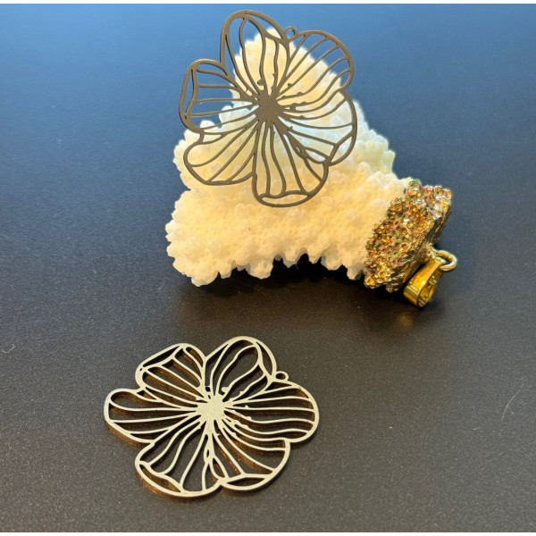 Pendentifs Estampes Fleurs 30 mm – Acier Inoxydable 304 Argenté