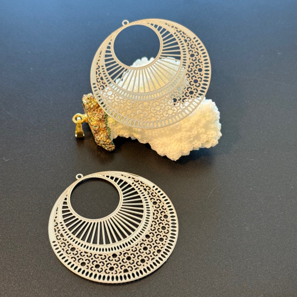 Pendentifs Estampes Cercle 49 mm – Acier Inoxydable 304 Argenté