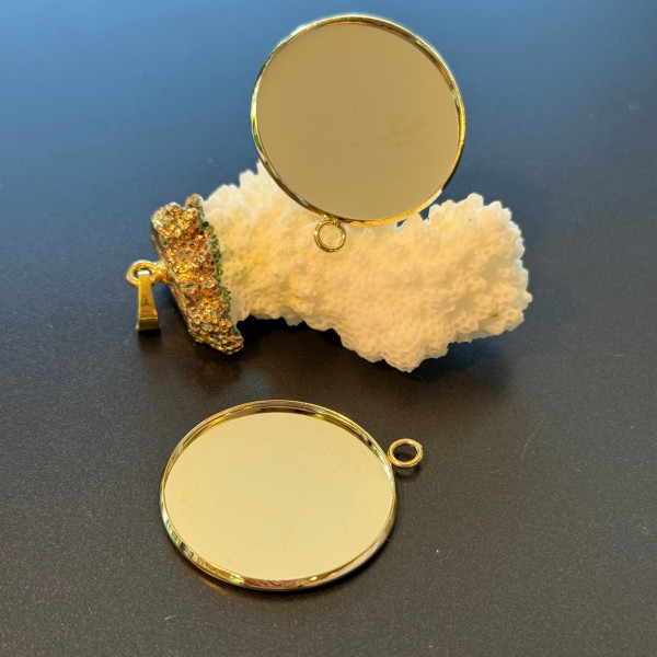 Supports de Pendentifs 30 mm – Acier Inoxydable 304  Doré à l'or fin 24K