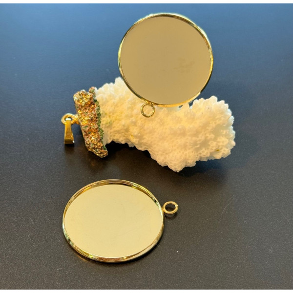 Supports de Pendentifs 30 mm – Acier Inoxydable 304  Doré à l'or fin 24K