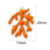 Pendentifs Branche de Corail 20 x 15 mm – Résine Émaillée ORANGE, Laiton Doré