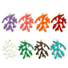 Pendentifs Branche de Corail 20 x 15 mm – Résine Émaillée TURQUOISE, Laiton Doré