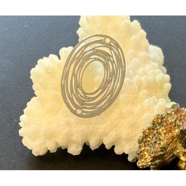 H11T00127P – Lot de  4 Estampes Pendentif Filigrane Ovale 23x17mm – Métal Argenté