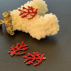 Pendentifs Branche de Corail 20 x 15 mm – Résine Émaillée ROUGE, Laiton Doré