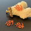 Pendentifs Branche de Corail 20 x 15 mm – Résine Émaillée ORANGE, Laiton Doré