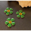 Perles intercalaires Fleur style vintage 13 mm – Résine Émaillée VERT