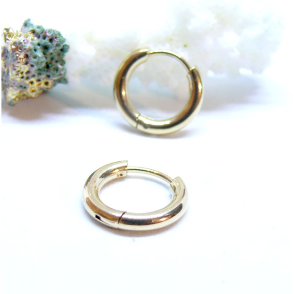 Créoles Rondes 16mm, épaisseur 2.5mm – Acier Inoxydable 316L Doré IONIQUE