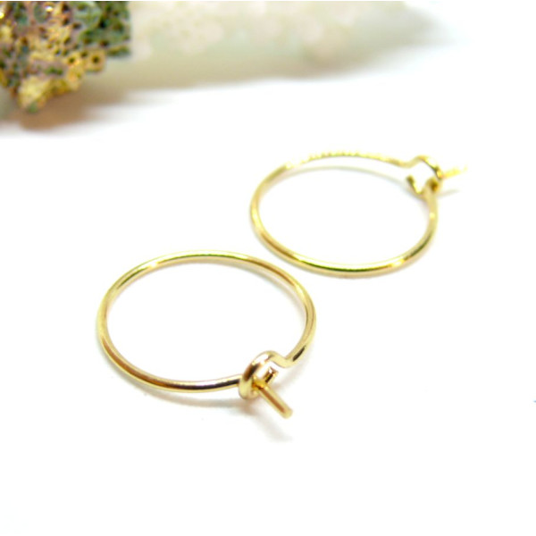 Boucles d'oreille Créoles Tiges 15mm – Acier Inoxydable 316L Doré à l'or fin 18K