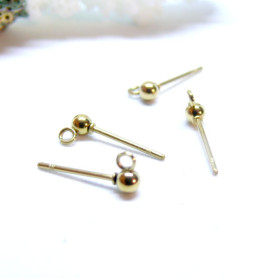 Boucles d'oreille Puce Bille 3mm avec attache – Acier Inoxydable 316 Doré 18K Placage Ionique
