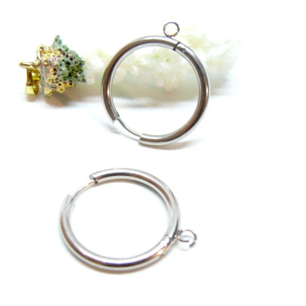 Créoles Rondes avec Anneau d’Accroche 26mm – Acier Inoxydable 316 Argenté