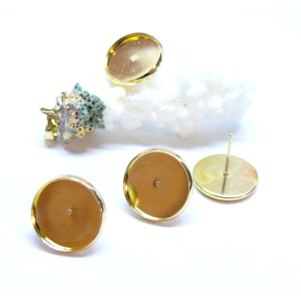 Supports Boucles d'Oreille Puce 14mm – Acier Inoxydable 304 Doré 18K