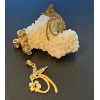 Pendentif avec Bélière Oiseau, Colibri et Fleur d’Hibiscus – Acier Inoxydable 304 Doré à l’Or Fin 18K, Placage Ionique