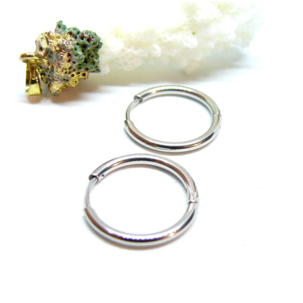 Créoles Rondes 14mm, épaisseur 2mm – Acier Inoxydable 316 Argenté