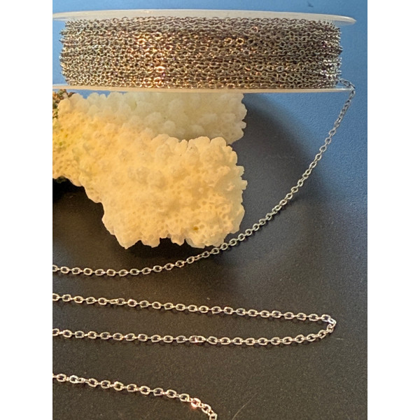 Chaîne Maille Forçat 1.5 x 1.3 mm – Acier Inoxydable 304 Argenté