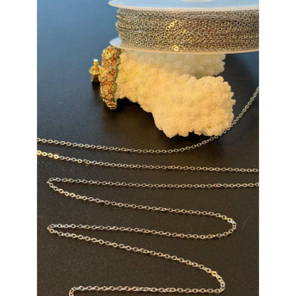 Chaîne Maille Forçat 1.5 x 1.3 mm – Acier Inoxydable 304 Argenté