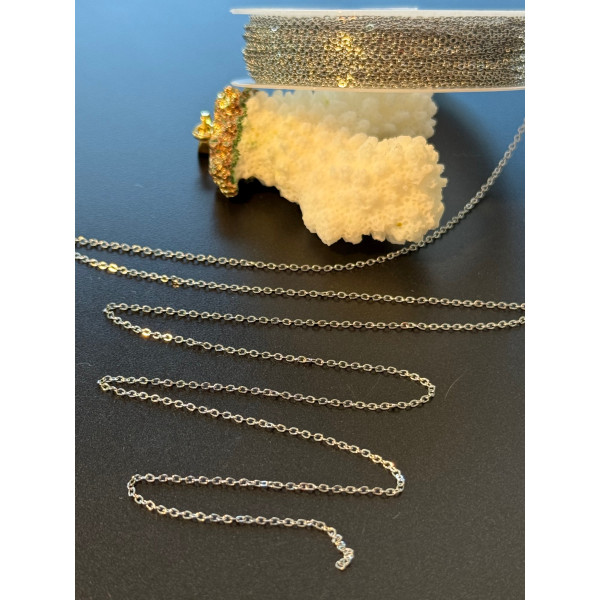 Chaîne Maille Forçat 1.5 x 1.3 mm – Acier Inoxydable 304 Argenté