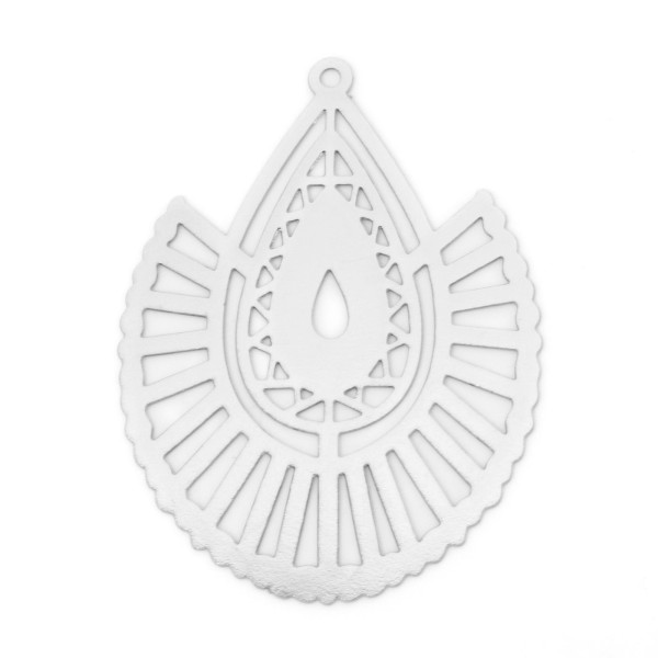 Estampes Pendentifs Filigrane Goutte Géométrique 40 x 30 mm – Métal Argenté