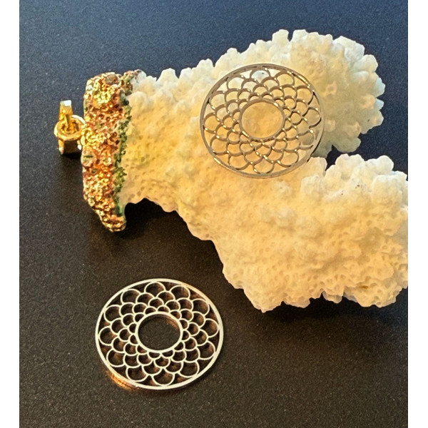 Pendentifs Connecteur Cercle avec Écaille 17mm – Acier Inoxydable Argenté