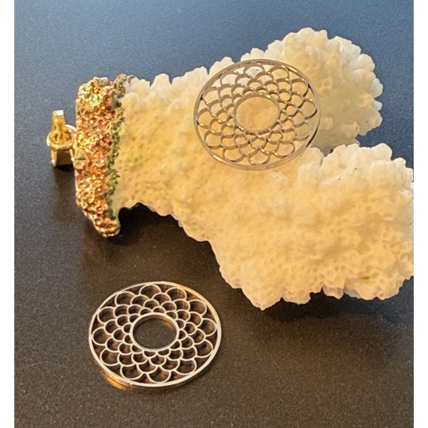 Pendentifs Connecteur Cercle avec Écaille 17mm – Acier Inoxydable Argenté