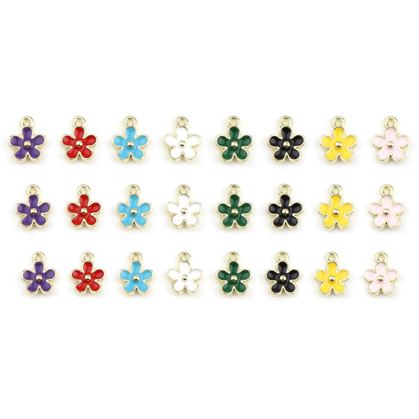 Pendentifs Fleur 12 mm – Résine Émaillée Jaune