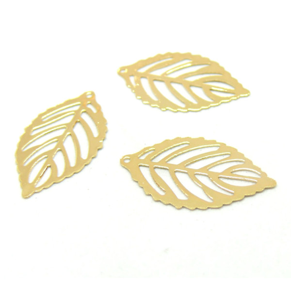 Pendentifs estampes Feuille 24 mm – Acier inoxydable 304 – Finition dorée