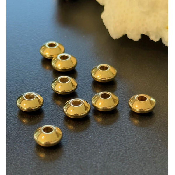 Perles Intercalaires Rondelles 4 par 2 mm – Acier Inoxydable  doré à l’or fin 24K