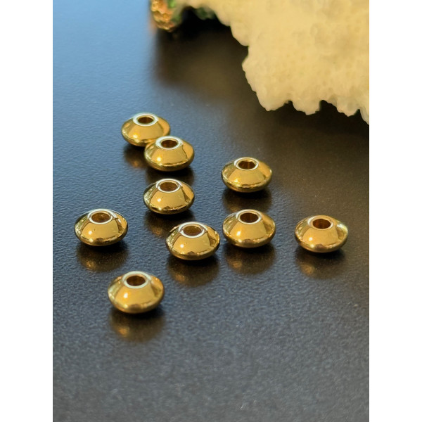 Perles Intercalaires Rondelles 4 par 2 mm – Acier Inoxydable  doré à l’or fin 24K