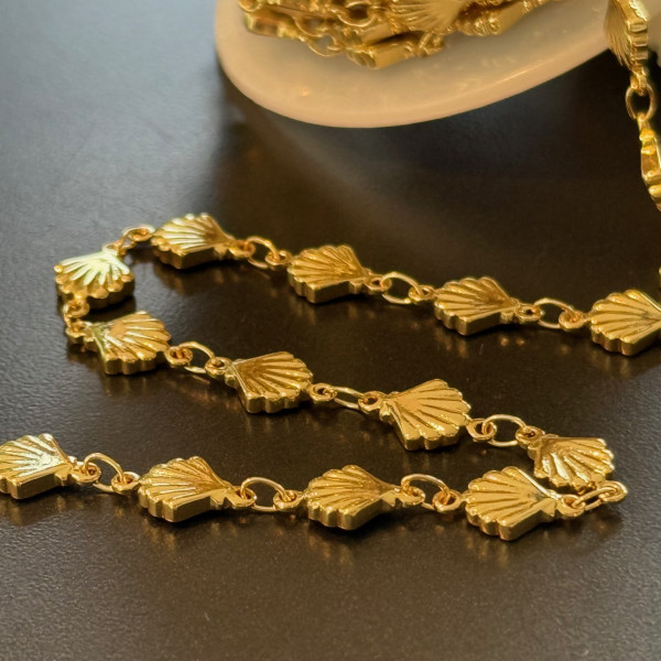 Chaîne Coquille Saint-Jacques, Coquillage – Laiton Doré à l’Or Fin 18K