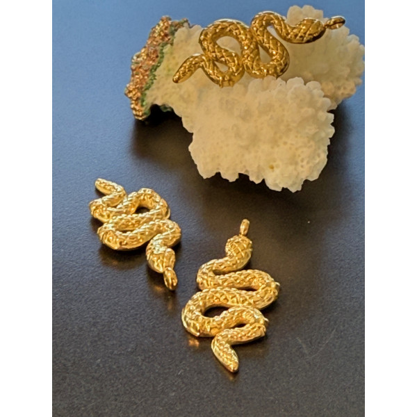 Pendentif Serpent 35 mm – Acier Inoxydable 304 Doré PVD