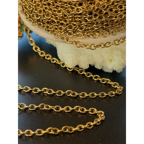 Chaîne Maille Fine 2 mm – Acier Inoxydable 316 Chirurgical Doré à l’or fin 18K PVD