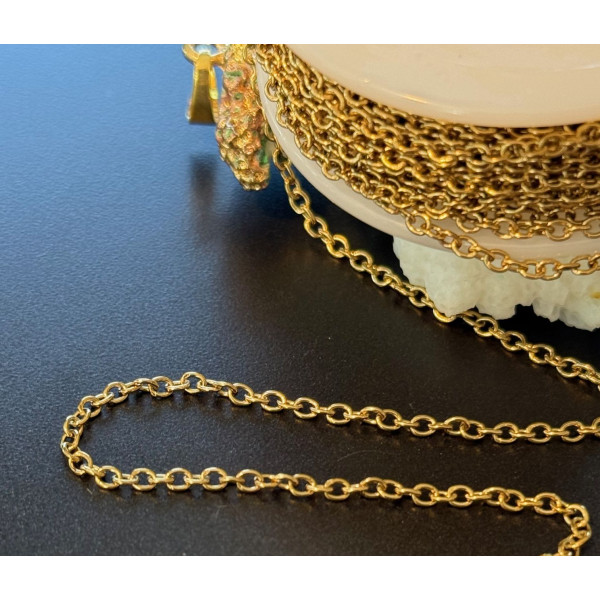 Chaîne Maille Fine 2 mm – Acier Inoxydable 316 Chirurgical Doré à l’or fin 18K PVD