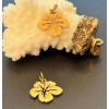 Pendentif avec anneau  Fleur d’Hibiscus 14 mm – Acier Inoxydable 304 Doré à l’Or Fin 18K, Placage Ionique