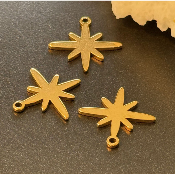 Pendentifs Étoile 15 mm – Acier Inoxydable 304 Doré à l’Or Fin 18K, PVD