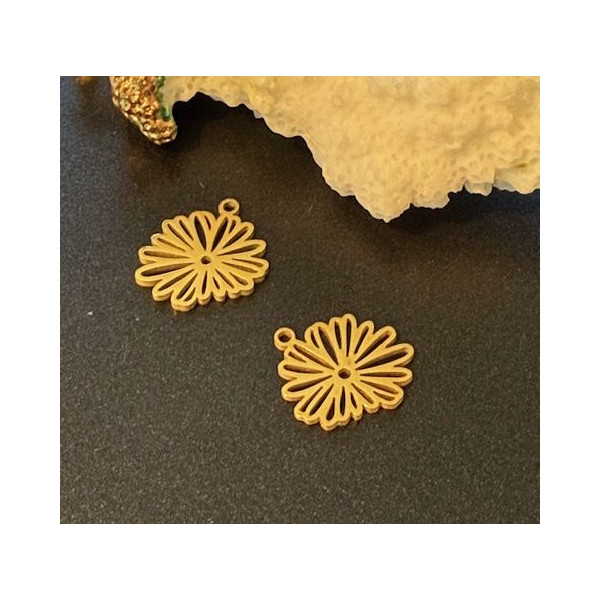 Pendentif Fleur 13mm – Acier Inoxydable 304 Doré  à l'or fin 18K