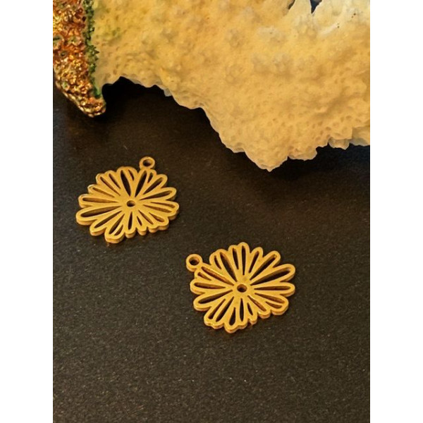 Pendentif Fleur 13mm – Acier Inoxydable 304 Doré  à l'or fin 18K