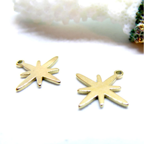 Pendentifs Étoile 12mm – Acier Inoxydable 304 Doré