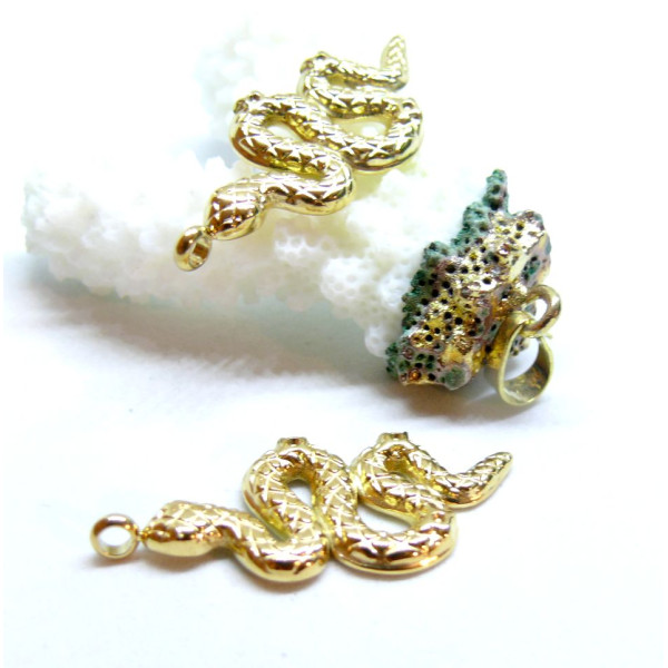 Pendentif Serpent 35 mm – Acier Inoxydable 304 Doré PVD
