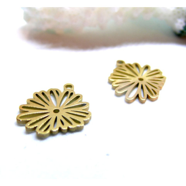 Pendentif Fleur 13mm – Acier Inoxydable 304 Doré  à l'or fin 18K